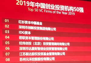 达晨财智荣获清科“2019年中国创业投资机构50强”第六名